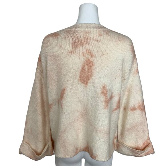 Anthropologie Maggie Bell Sleeve Sweater S Pullover Oversized Tie Dye V-Neck - Picture 2 of 12